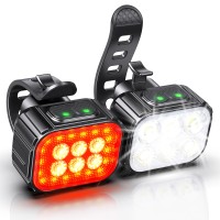 Vewaci Bike Lights, Bicycle Front and Rear Light, IPX6 Waterproof, USB Charging